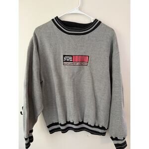 NWA Northwest Airlines Crewneck Sweatshirt Small Gray Time Out Logo